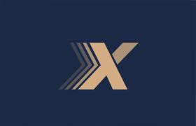 Alphabet X Blue Letter Brown Logo Icon
