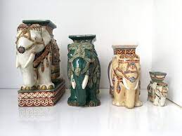 Sold Green Glazed Ceramic Elephant