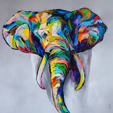 Colorful Elephant Painting By Liubov