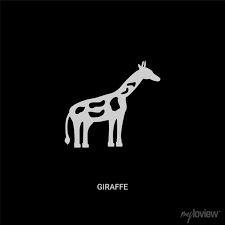 White Giraffe Vector Icon On Black