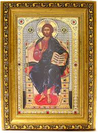 Christ Enthroned Gold Framed Icon With