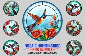 Stained Glass Hummingbird 12 Png