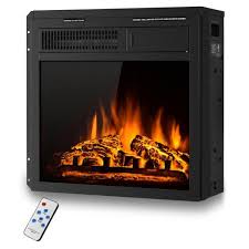 Mordern 18 Inch Led Electric Fireplace Insert With Log Black