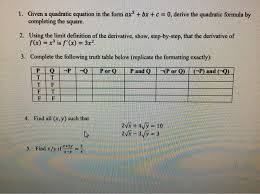 Solved 1 Given A Quadratic Equation In