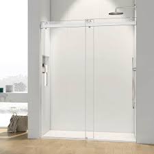 60 In W X 76 In H Sliding Frameless Shower Door In Brushed Nickel With Tempered Glass And Buffer