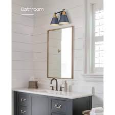 Modern 14 8 In 2 Light Wall Sconces Blue Bathroom Light Fixtures Vanity Light With Hammered Metal Shade