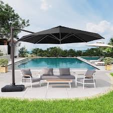 Pellebant 12 Ft X 12 Ft Outdoor Round Heavy Duty 360 Degree Rotation Cantilever Patio Umbrella In Black