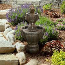 Earth Worth 32 In 2 Tier Legal Lion S Head Outdoor Water Fountain
