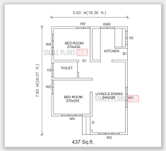 437 Sq Ft 2 Bedroom Single Floor Plan