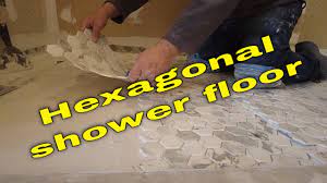 Glass Hexagonal Shower Floor Install