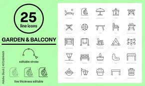 Outdoor Icons Garden Terrace Icon Set