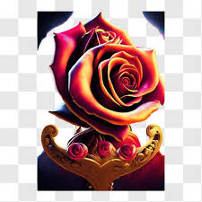 Pink Rose In A Decorative Frame Png