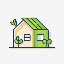 House With Tree And Green Roof Vector