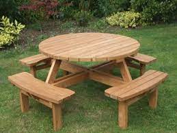 8 Seater Round Wooden Garden Table E