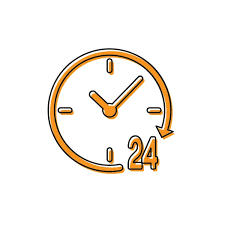 White Clock 24 Hours Icon Isolated On