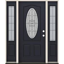 Black Steel Prehung Front Door With