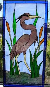 Heron Foxtail Grass Leaded Stained