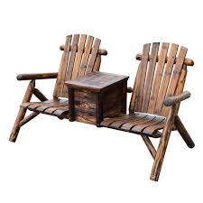 Outsunny Brown Wood Double Adirondack