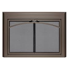 Uniflame Gerri Oil Rubbed Bronze Cabinet Style Fireplace Doors With Smoke Tempered Glass Medium