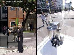 One Way Mirrored Glass Toilet Outside