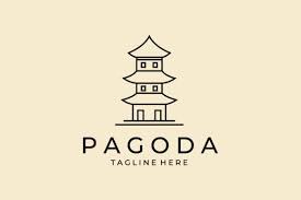 Pagoda Logo Icon Line Art Vector Design