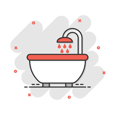 Bath Shower Icon In Comic Style