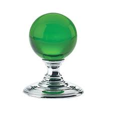 Green Glass Ball Door Knob 70mm Rose