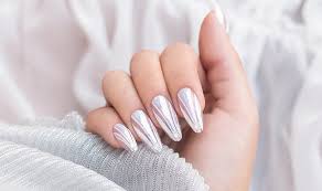 Wedding Nails With Pixel Effect