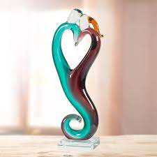 Dale Unity Heart Handcrafted Art Glass Figurine Multi Colored