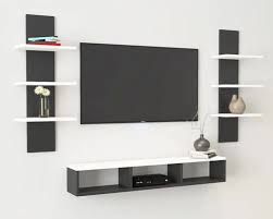 White Wooden Wall Mounted Tv Cabinet