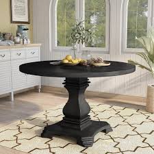 Round Brown Wood Dining Table Seats