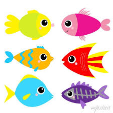Cute Fish Icon Set Cartoon Kawaii