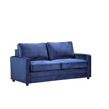 Rician 61 5 In Dark Blue Velvet 2 Seater Twin Sleeper Sofa Bed With Removable Cushions