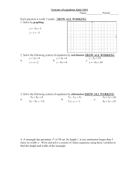 Systems Of Equations Quiz 1011