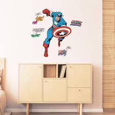 Roommates Rmk5051gm Marvel Classic Captain America Comic L Stick Giant Wall Decal