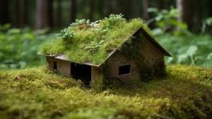 Eco Friendly House Paper Home On Moss