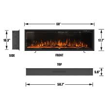 60 In Recessed Ultra Thin Wall Mounted Electric Fireplace In Black