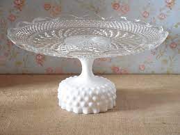 14 Cake Stand White Milk Glass Vintage