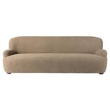 Upholstered Boucle Wood Wing Back Sofa