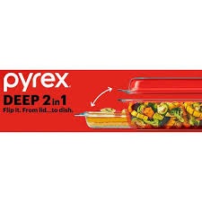 Pyrex Deep 5 2 Qt 9 X13 2 In 1 Glass Baking Dish With Glass Lid