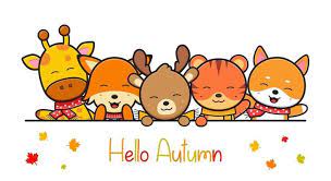 Happy Cute Animal In Autumn Banner Icon