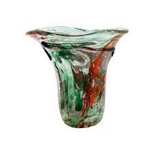 Murano Glass Vase Polychrome Silver By