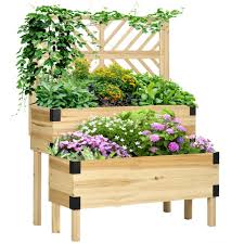 Outsunny Raised Garden Bed With Trellis