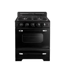 Unique Classic Retro Black 30 In 4 Burners 3 9 Cu Ft Manual Cleaning Convection Oven Freestanding Gas Range Ugp 30cr B