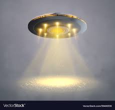 ufo spaceship with light beam royalty