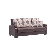 Goliath Collection Convertible 87 In Brown Faux Leather 3 Seater Twin Sleeper Sofa Bed With Storage