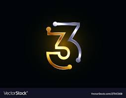 Gold And Silver Metal Number 3 For Logo