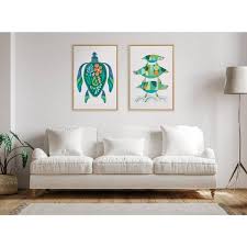 Kate And Laurel Sylvie Turtle Family Framed Canvas By Rachel Lee 23x33 Natural