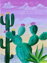 Easy Cactus Painting Desert Golden