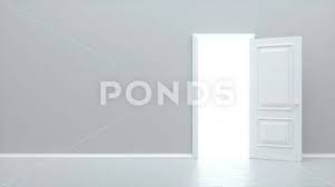 White Open Door Frame On White Wall In